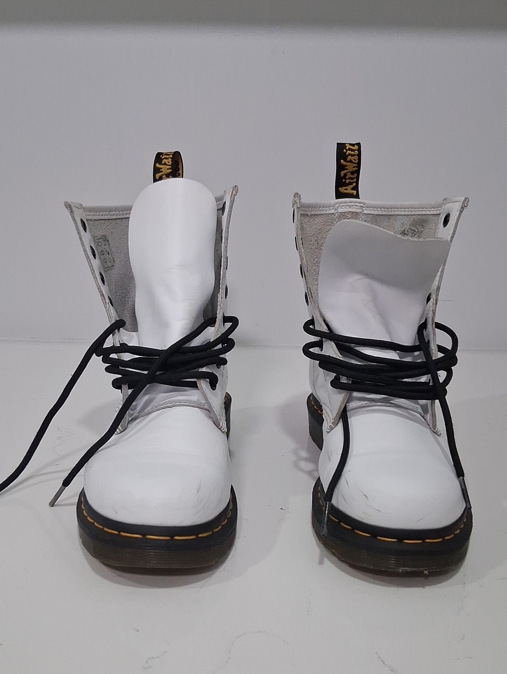 White Women's Lace-Up Combat Boots - Dr. Martens Style